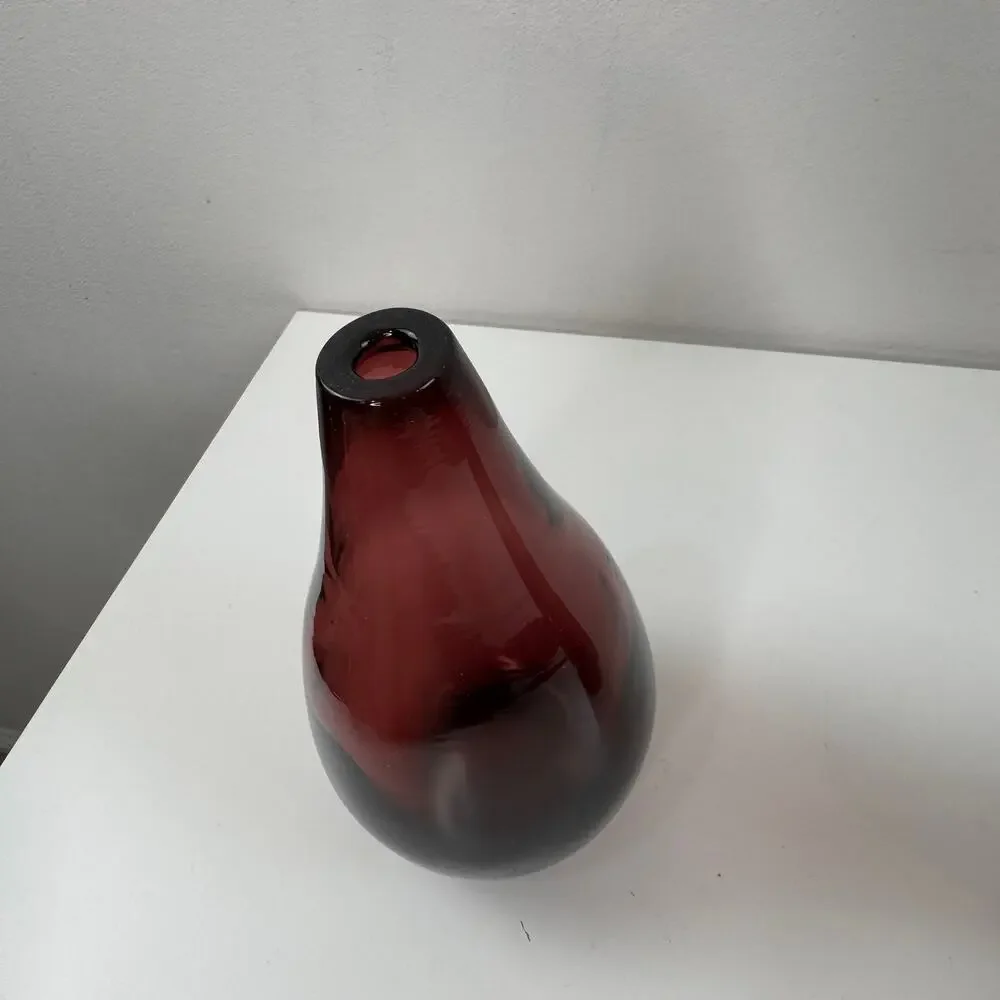 Set 2 Vintage BLENKO Pinched Donut Purple Amethyst Tulip Vase Glass Teardrop MCM